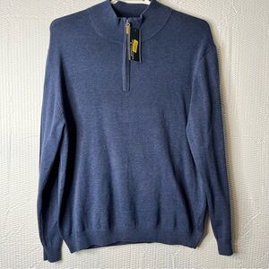 NEW Roundtree & Yorke  1/4 Zip blue Sweater Pullover Size XL